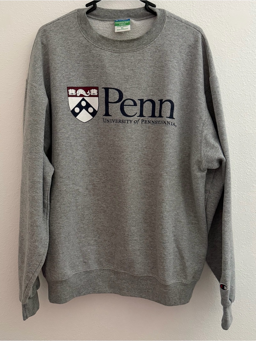Vintage 2000s Champion x Penn Grey Crewneck Sweatshirt - Penn University Logo